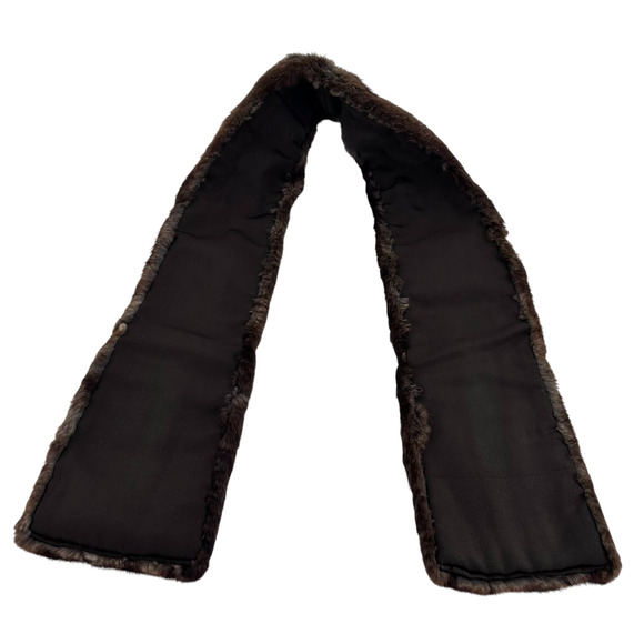Vintage Fur Collar Neck Warmer Wrap Genuine Satin Lined 48" x5" Brown - Picture 2 of 6